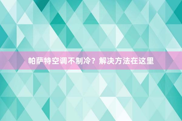 帕萨特空调不制冷？解决方法在这里